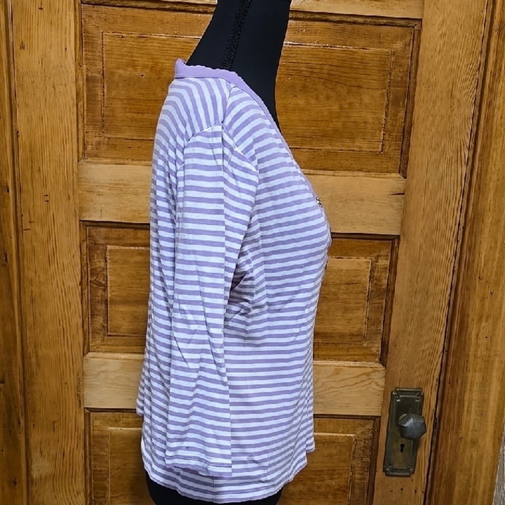 Chaps Fitted Purple Blouse with 3/4 Sleeves L - Picture 3 of 4